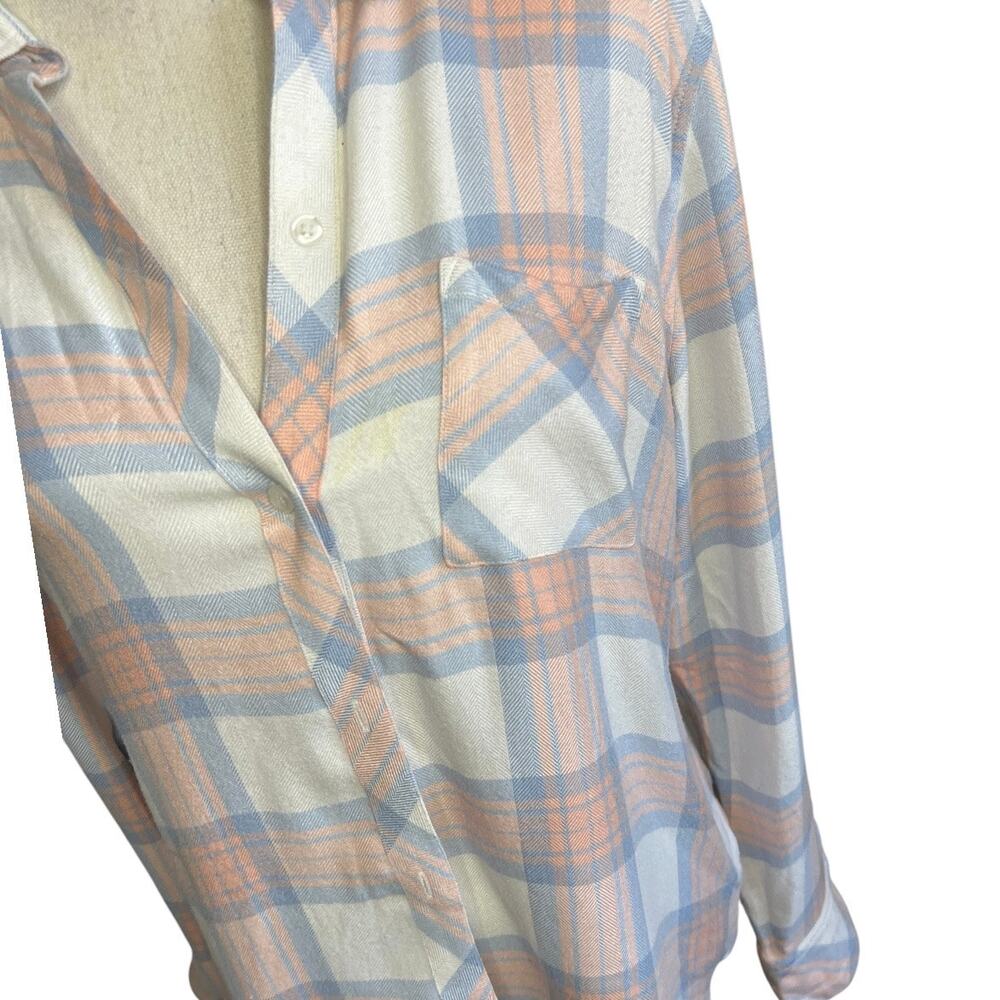 Rails Pastel Plaid Button-Up in Peach & Light Blue western fall size large - Picture 2 of 7